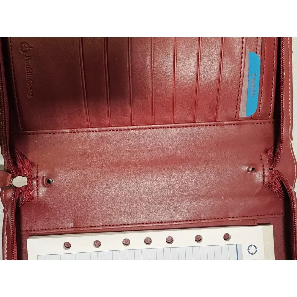 Franklin Covey Burgundy Faux Leather Tote Wallet Planner Case - Missing Binder